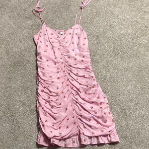 pink floral mini dress